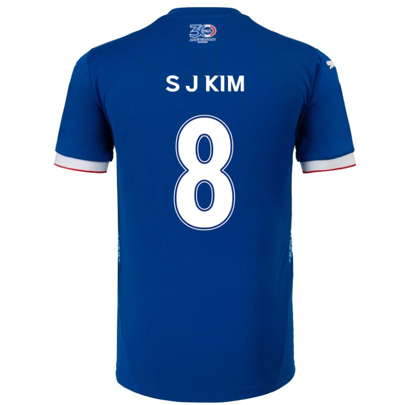 DanxenキッズJi-Sung Kim#8ロイヤルブルー ホワイトホームシャツ2025/26ジャージーユニフォーム
