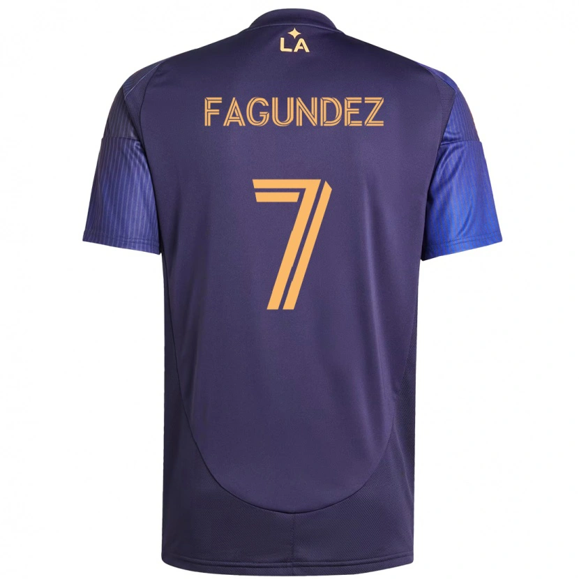 Danxenキッズディエゴ・ファグンデス#7パープル ブルーアウェイシャツ2025/26ジャージーユニフォーム