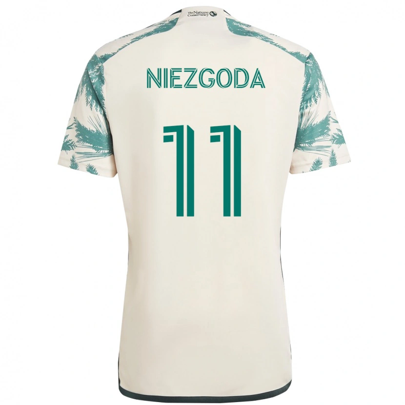 Danxenキッズヤロスワフ・ニェズゴダ#11ベージュ グリーンアウェイシャツ2025/26ジャージーユニフォーム