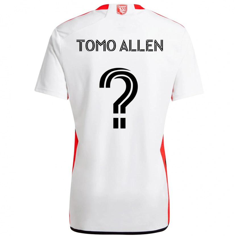DanxenキッズTomo Allen#0ホワイト レッドアウェイシャツ2025/26ジャージーユニフォーム