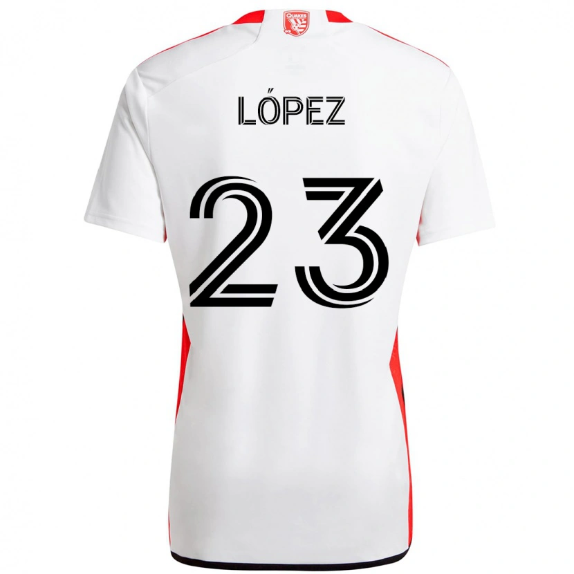 Danxenキッズエルナン・ロペス#23ホワイト レッドアウェイシャツ2025/26ジャージーユニフォーム