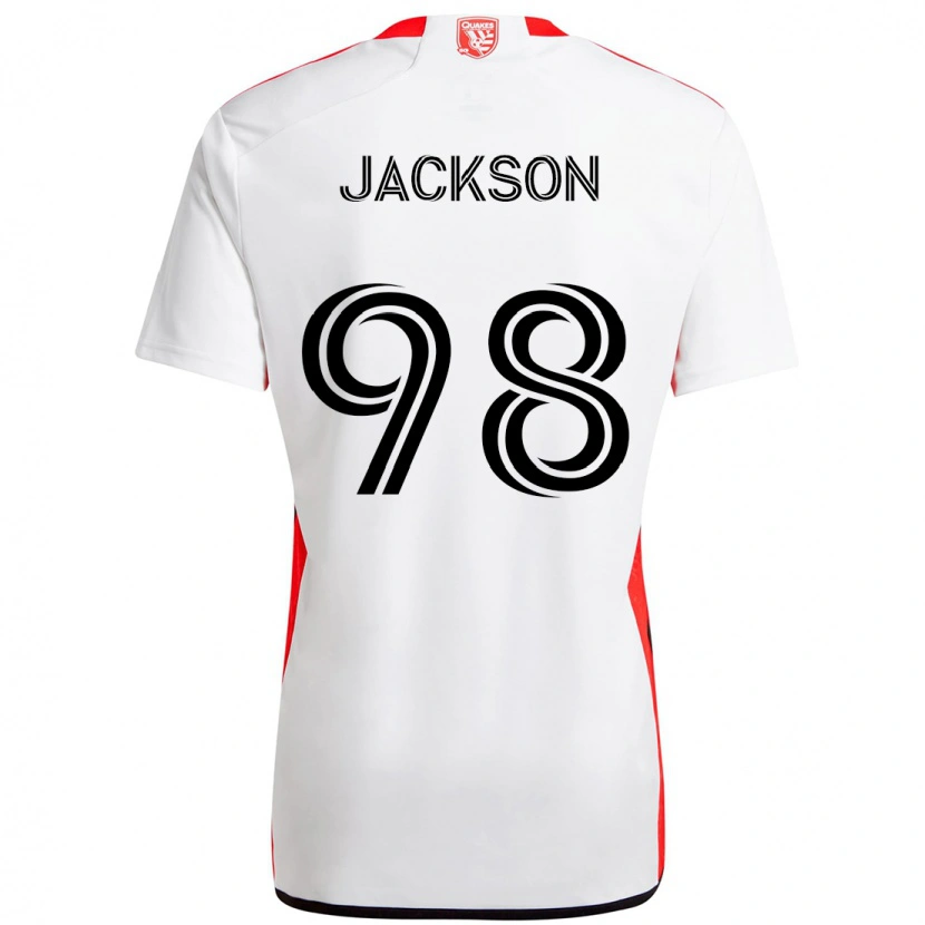 Danxenキッズジェイコブ・ジャクソン#98ホワイト レッドアウェイシャツ2025/26ジャージーユニフォーム
