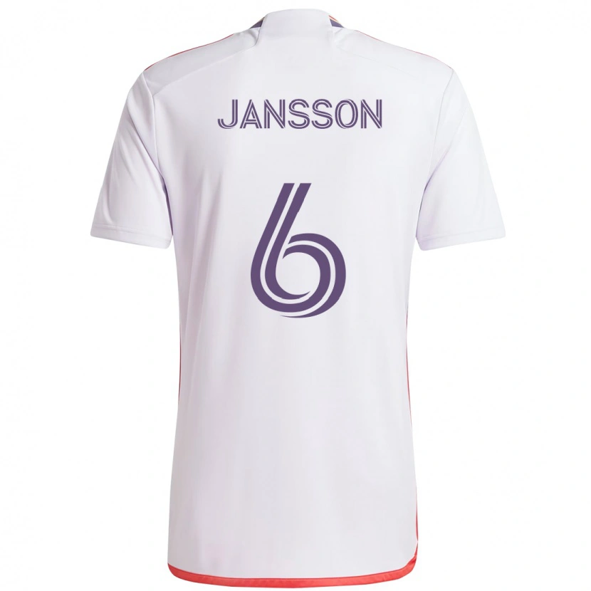Danxenキッズロビン・ヤンソン#6ホワイト パープルアウェイシャツ2025/26ジャージーユニフォーム