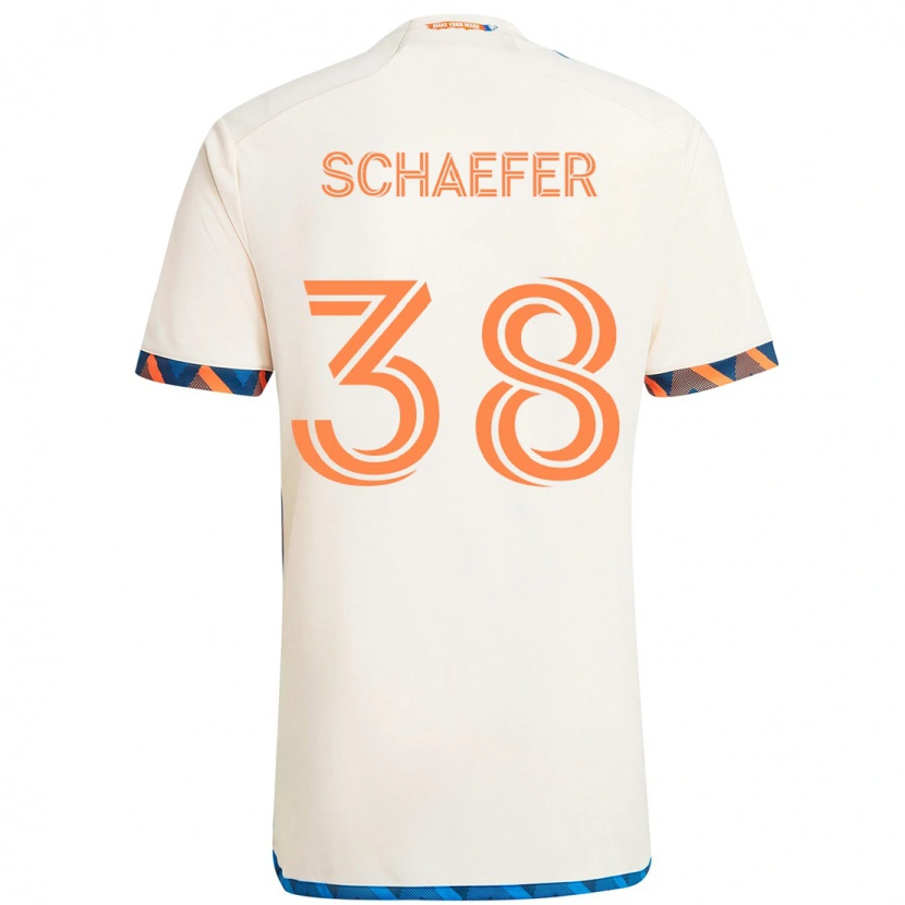 DanxenキッズBrian Schaefer#38ホワイト ブルー オレンジアウェイシャツ2025/26ジャージーユニフォーム