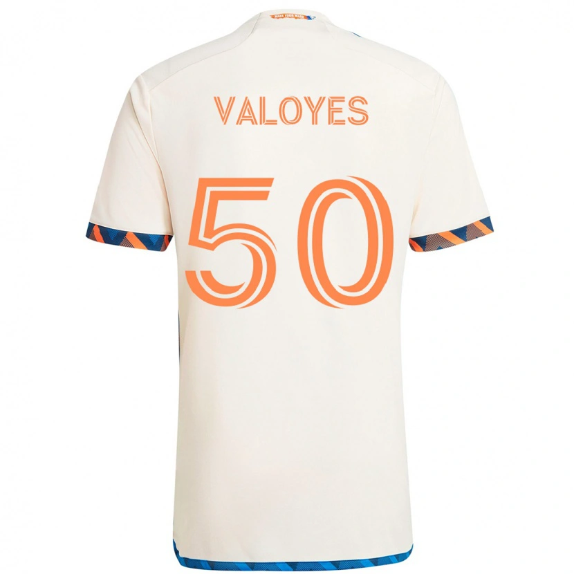 DanxenキッズYeiner Valoyes#50ホワイト ブルー オレンジアウェイシャツ2025/26ジャージーユニフォーム