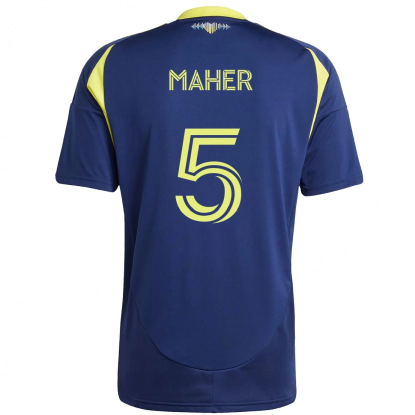 Danxenキッズジャック・マーハー#5ネイビーブルー イエローアウェイシャツ2025/26ジャージーユニフォーム
