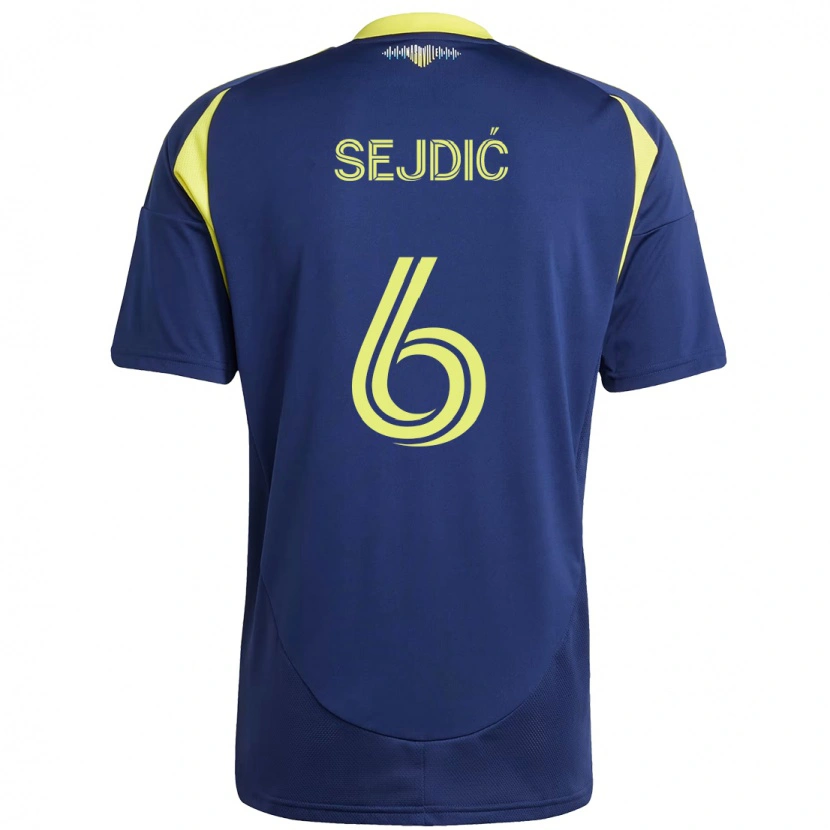 DanxenキッズAmar Sejdić#6ネイビーブルー イエローアウェイシャツ2025/26ジャージーユニフォーム