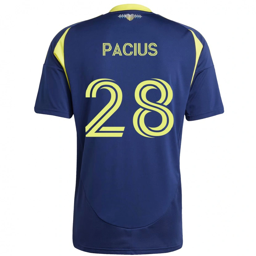 DanxenキッズWoobens Pacius#28ネイビーブルー イエローアウェイシャツ2025/26ジャージーユニフォーム
