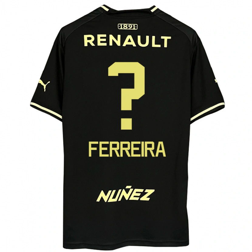 DanxenキッズMatías Ferreira#0ブラック イエローアウェイシャツ2025/26ジャージーユニフォーム