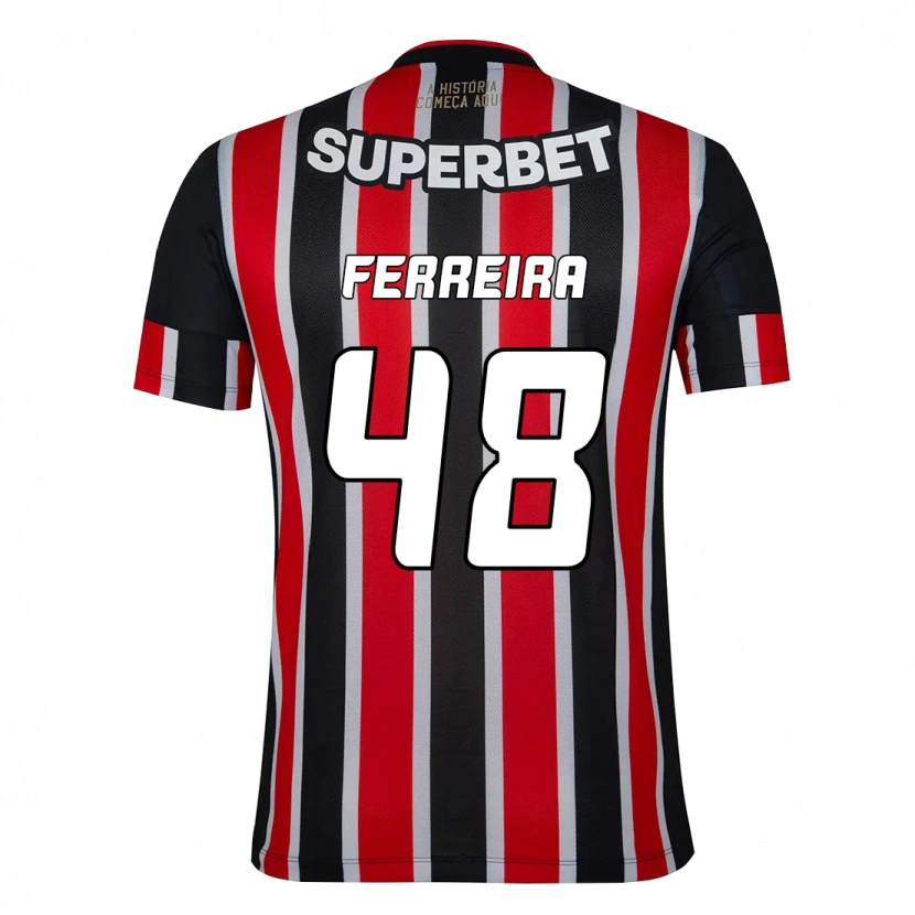 DanxenキッズLucas Ferreira#48ブラック レッドアウェイシャツ2025/26ジャージーユニフォーム