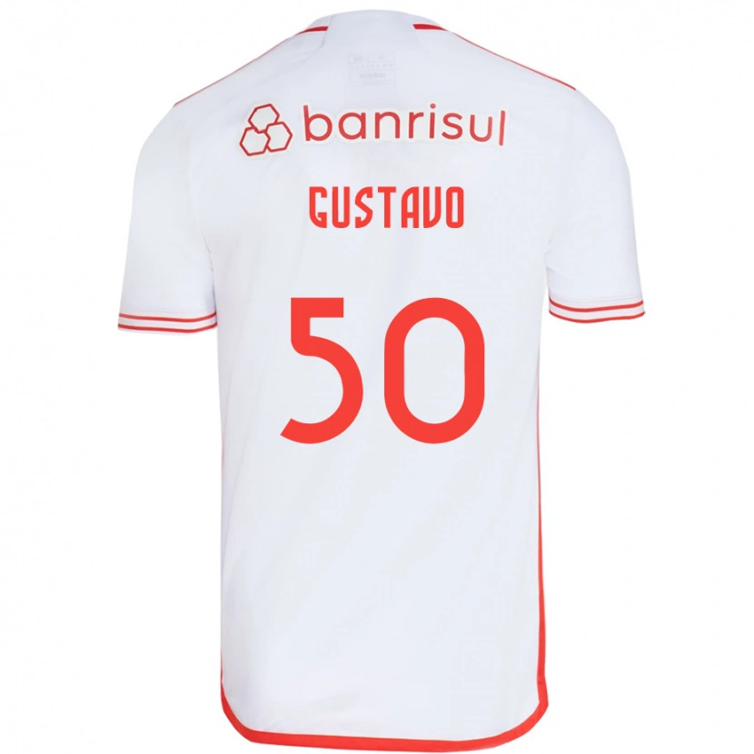 DanxenキッズGustavo#50ホワイト レッドアウェイシャツ2025/26ジャージーユニフォーム