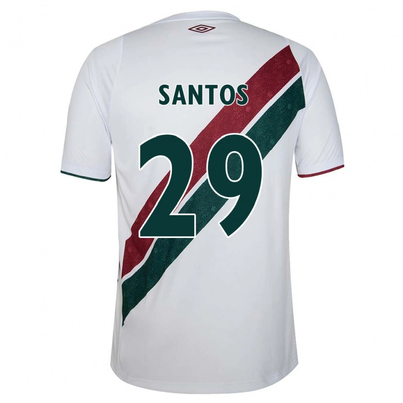Danxenキッズチアゴ・ドス・サントス#29ホワイト グリーン マルーンアウェイシャツ2025/26ジャージーユニフォーム