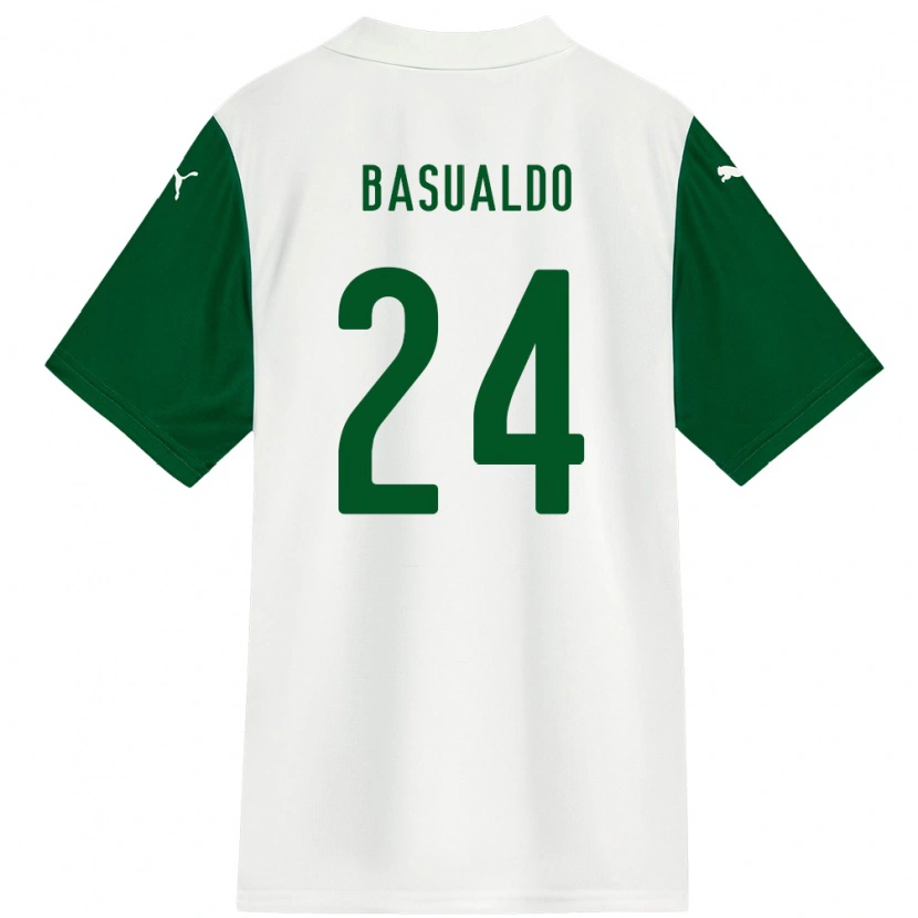 DanxenキッズLuis Basualdo#24ホワイト グリーンアウェイシャツ2025/26ジャージーユニフォーム