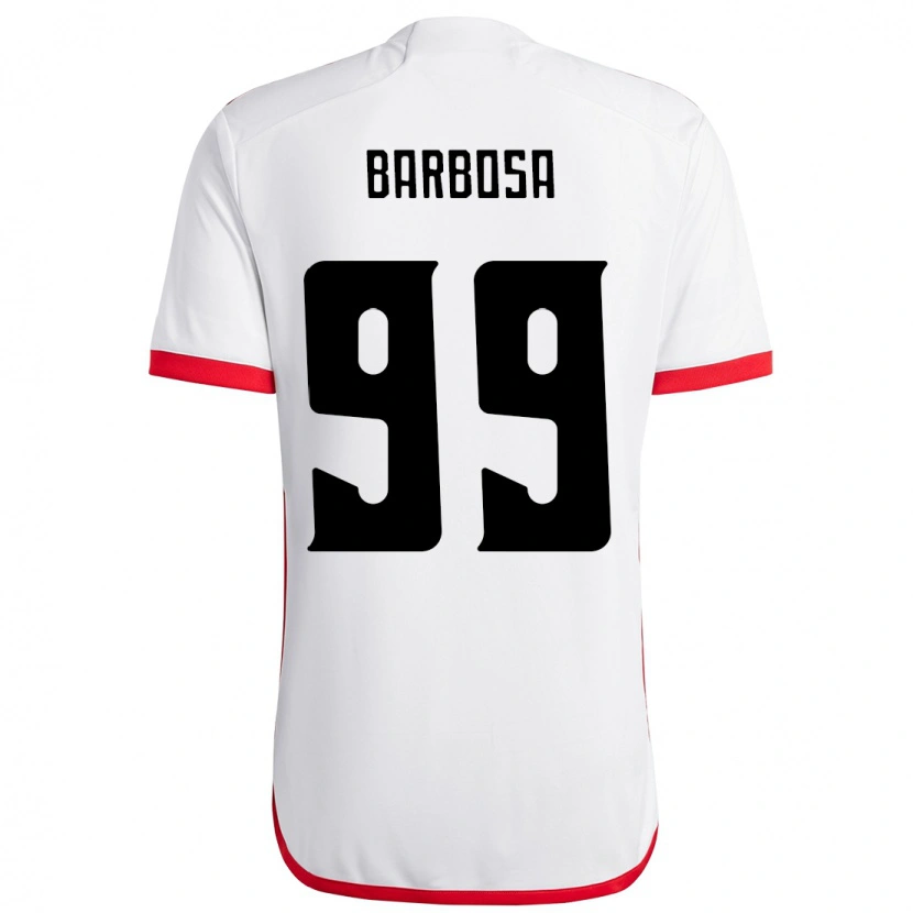 Danxenキッズガブリエウ・バルボーザ・アウメイダ#99ホワイト レッドアウェイシャツ2025/26ジャージーユニフォーム