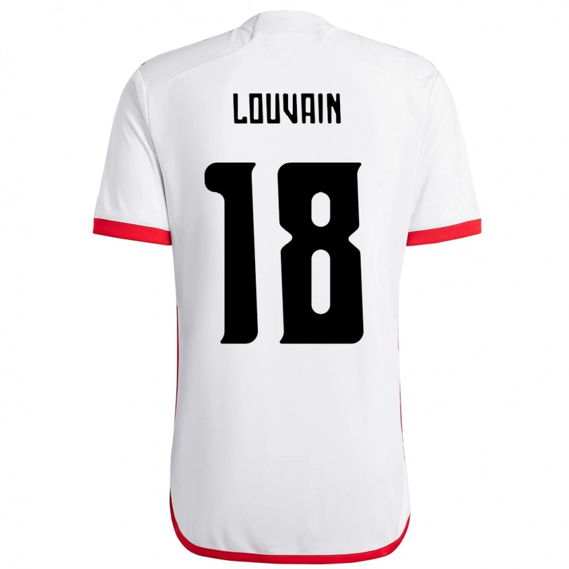 DanxenキッズGaby Louvain#18ホワイト レッドアウェイシャツ2025/26ジャージーユニフォーム