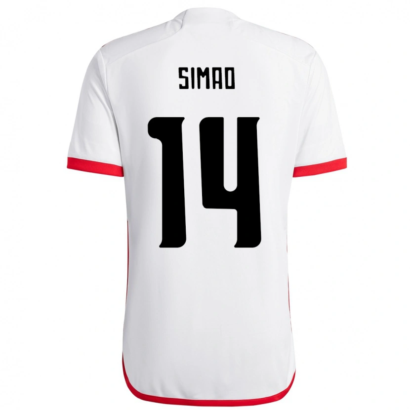 DanxenキッズSamhia Simao#14ホワイト レッドアウェイシャツ2025/26ジャージーユニフォーム