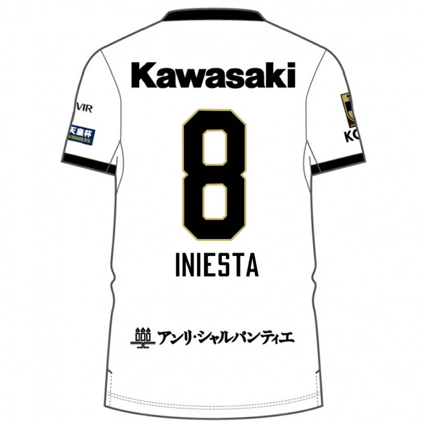 Danxenキッズアンドレス・イニエスタ#8ホワイト ブラックアウェイシャツ2025/26ジャージーユニフォーム