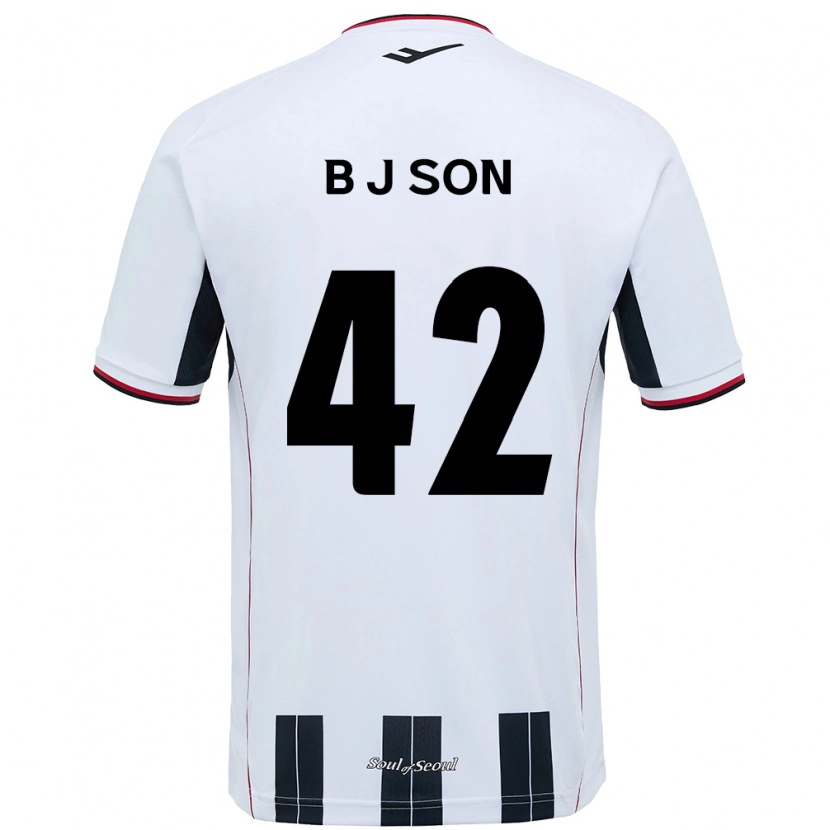 DanxenキッズJeong-Beom Son#42ホワイト ブラックアウェイシャツ2025/26ジャージーユニフォーム
