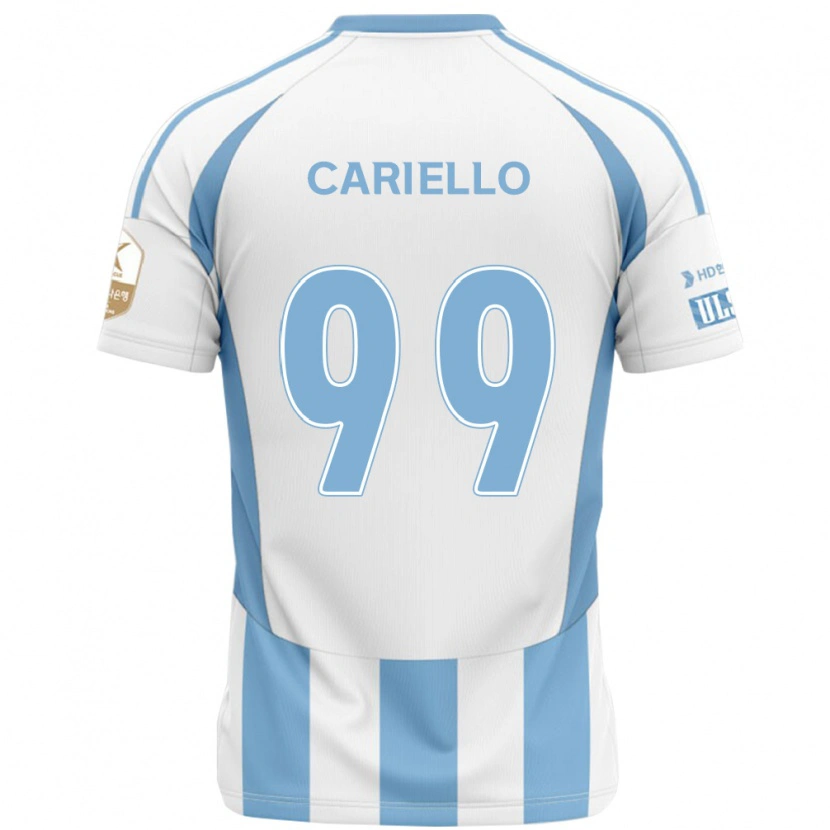 DanxenキッズYago Cariello#99ホワイト スカイブルーアウェイシャツ2025/26ジャージーユニフォーム