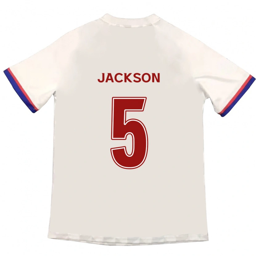 Danxenキッズラクラン・ジャクソン#5オフホワイト レッドアウェイシャツ2025/26ジャージーユニフォーム