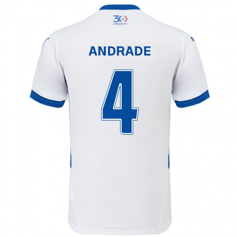 Danxenキッズレオ・アンドラーデ#4ホワイト ロイヤルブルーアウェイシャツ2025/26ジャージーユニフォーム