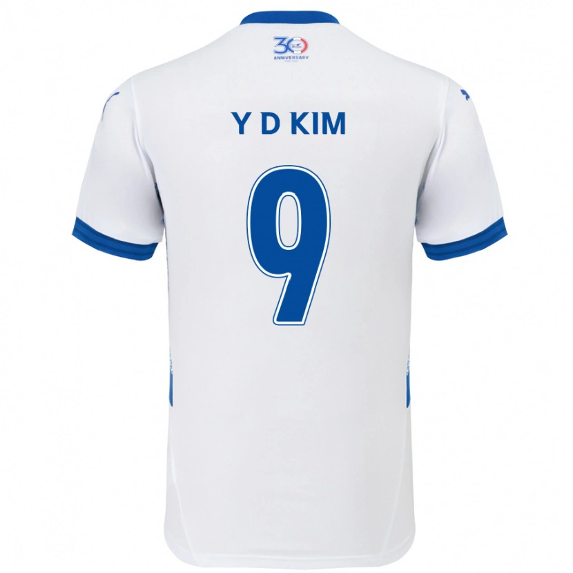DanxenキッズDong-Yeon Kim#9ホワイト ロイヤルブルーアウェイシャツ2025/26ジャージーユニフォーム