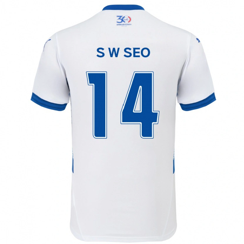 DanxenキッズWoo-Seong Seo#14ホワイト ロイヤルブルーアウェイシャツ2025/26ジャージーユニフォーム