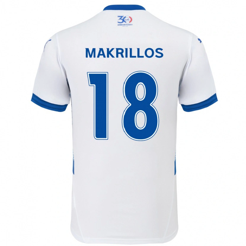 Danxenキッズピーター・マクリロス#18ホワイト ロイヤルブルーアウェイシャツ2025/26ジャージーユニフォーム