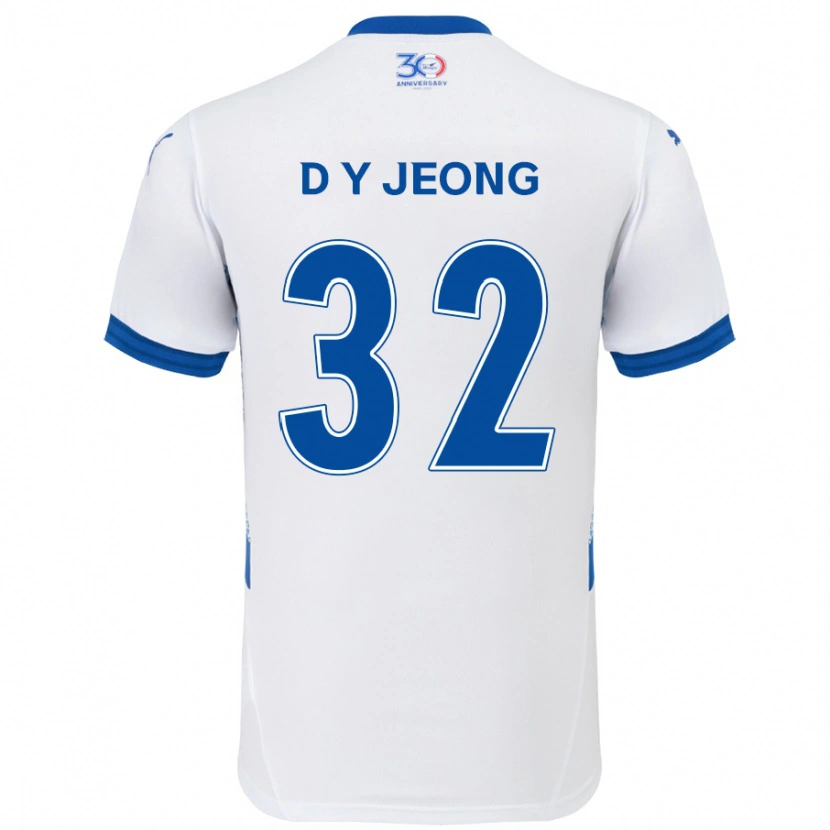 DanxenキッズDong-Yun Jeong#32ホワイト ロイヤルブルーアウェイシャツ2025/26ジャージーユニフォーム