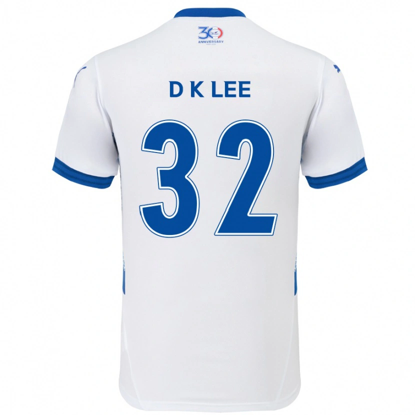 Danxenキッズキュ・ドング・リー#32ホワイト ロイヤルブルーアウェイシャツ2025/26ジャージーユニフォーム