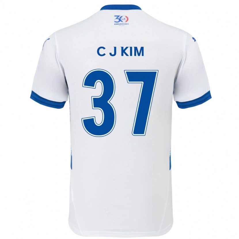 DanxenキッズJoo-Chan Kim#37ホワイト ロイヤルブルーアウェイシャツ2025/26ジャージーユニフォーム