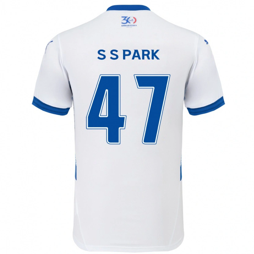 Danxenキッズサン・スー・パーク#47ホワイト ロイヤルブルーアウェイシャツ2025/26ジャージーユニフォーム