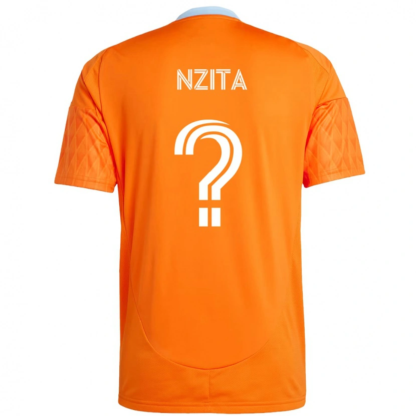 DanxenメンズSebastiao Nzita#0オレンジ ホワイトホームシャツ2025/26ジャージーユニフォーム