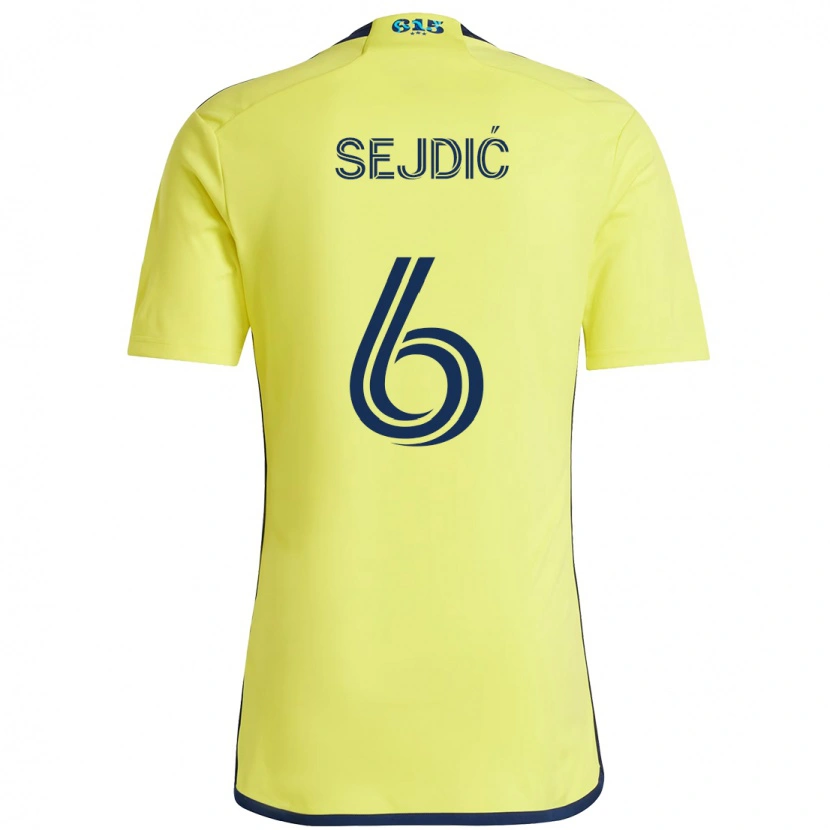 DanxenメンズAmar Sejdić#6イエロー ネイビーブルーホームシャツ2025/26ジャージーユニフォーム