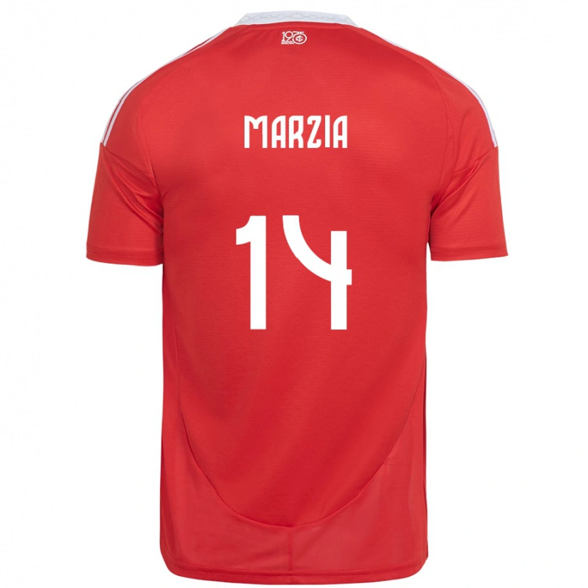 DanxenメンズMarzia#14レッド ホワイトホームシャツ2025/26ジャージーユニフォーム