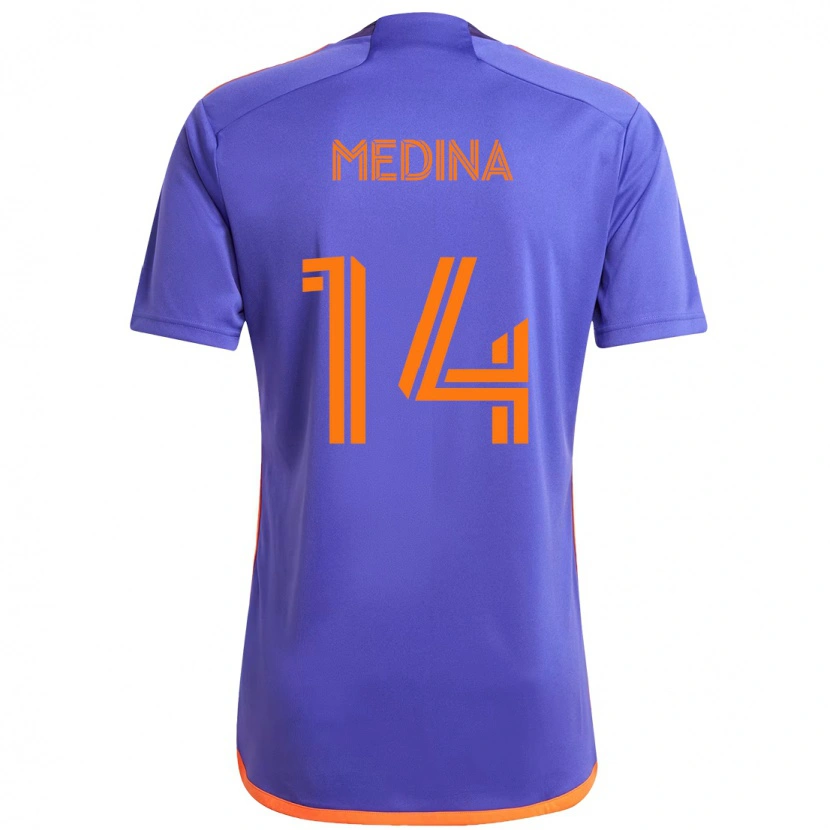 DanxenメンズJeferson Medina#14パープル オレンジアウェイシャツ2025/26ジャージーユニフォーム