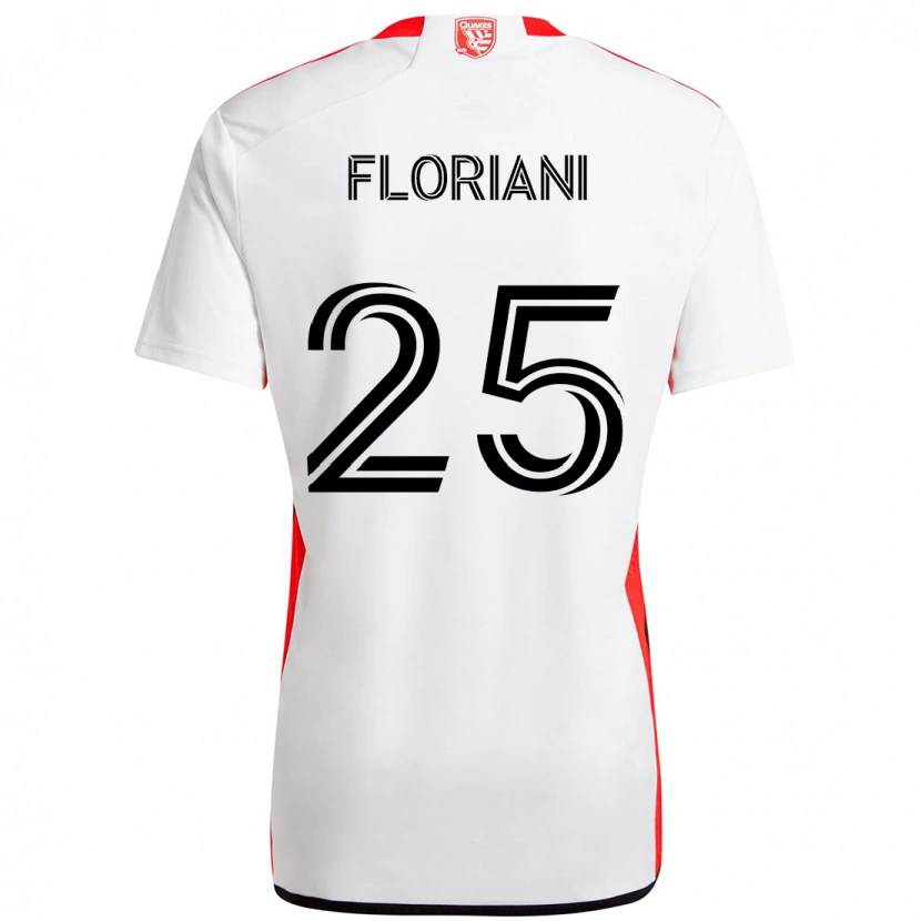 DanxenメンズMax Floriani#25ホワイト レッドアウェイシャツ2025/26ジャージーユニフォーム