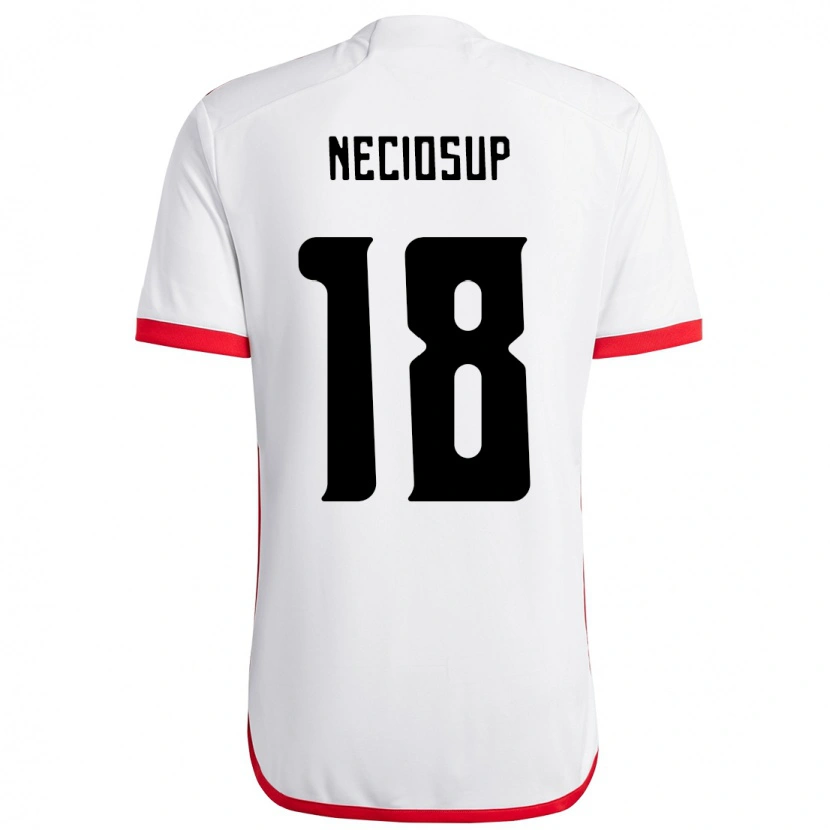 DanxenメンズAdriano Neciosup#18ホワイト レッドアウェイシャツ2025/26ジャージーユニフォーム