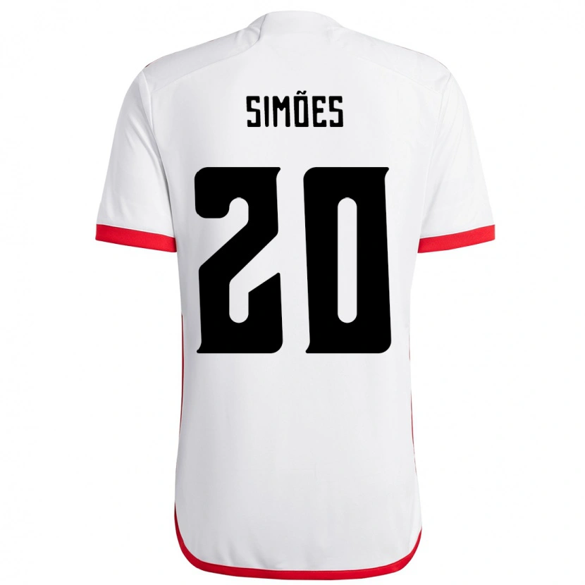 Danxenメンズファビアナ・ダ・シルバ・シモンイス#20ホワイト レッドアウェイシャツ2025/26ジャージーユニフォーム