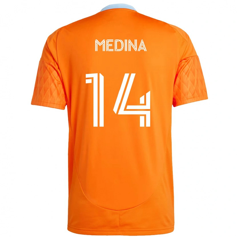 DanxenレディースJeferson Medina#14オレンジ ホワイトホームシャツ2025/26ジャージーユニフォーム