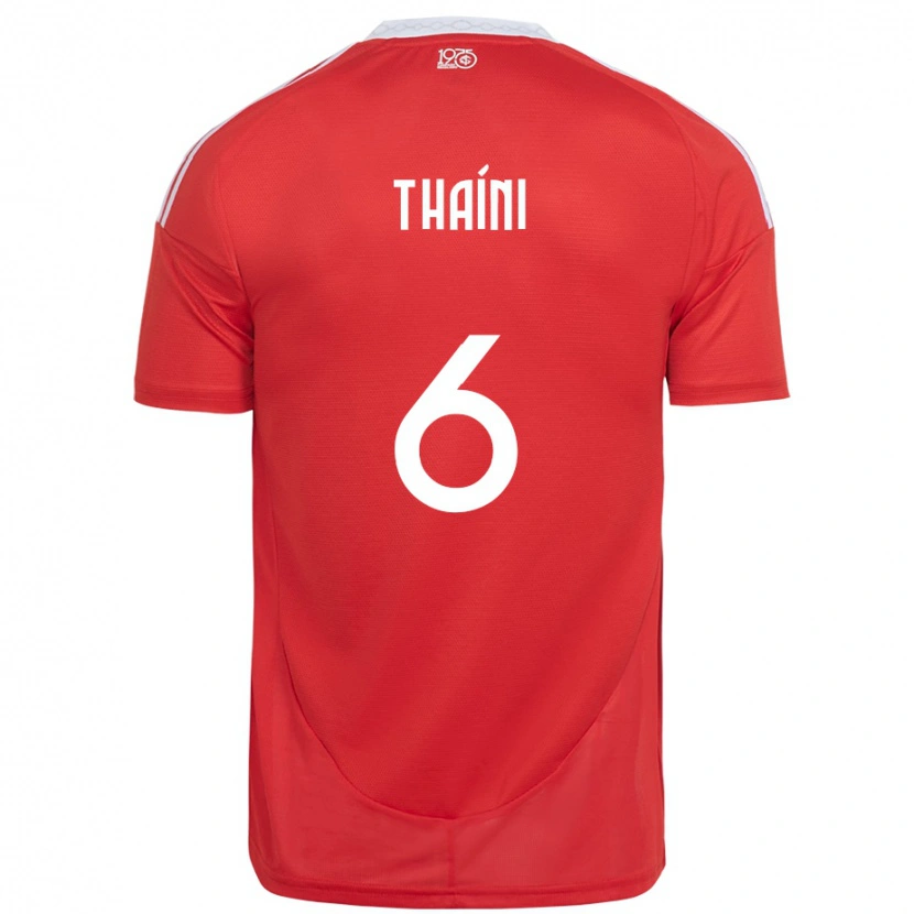 DanxenレディースThaíni#6レッド ホワイトホームシャツ2025/26ジャージーユニフォーム