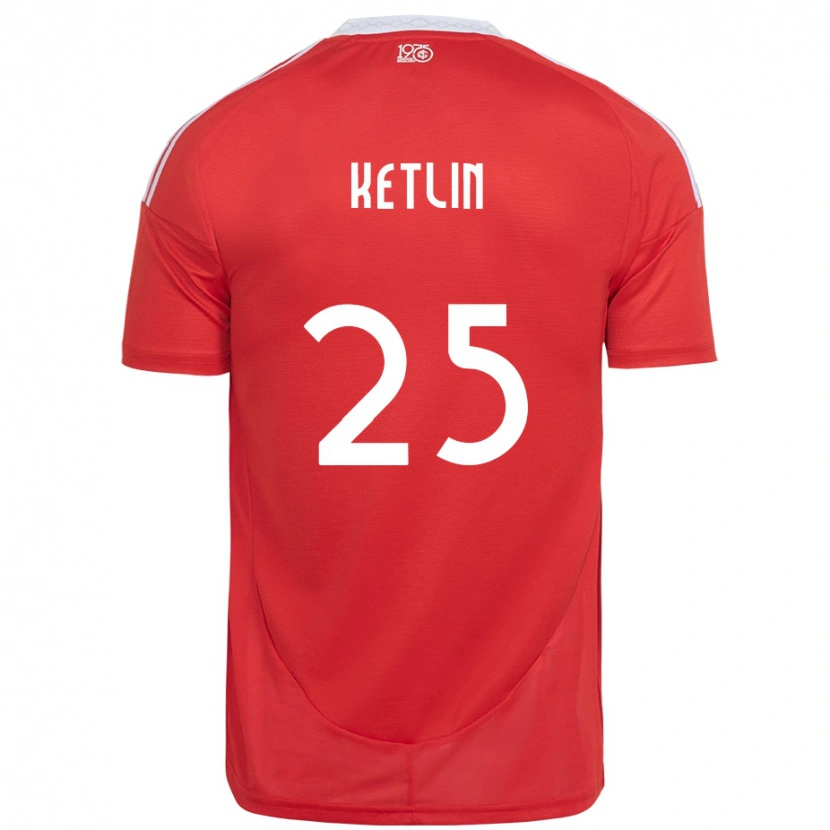 DanxenレディースKetlin#25レッド ホワイトホームシャツ2025/26ジャージーユニフォーム
