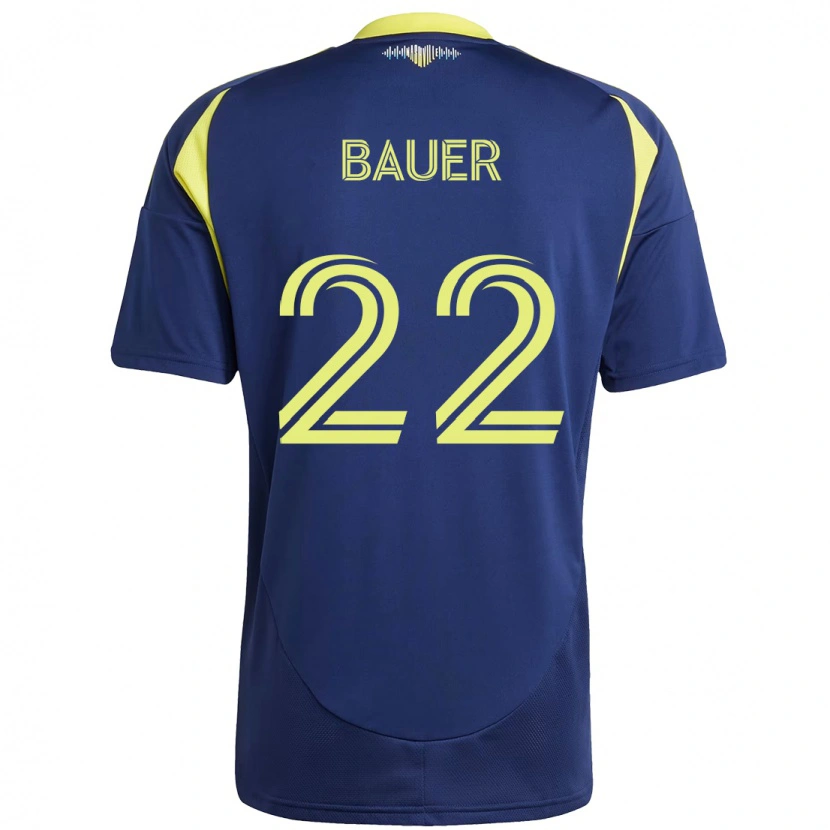 Danxenレディースジョシュ・バウアー#22ネイビーブルー イエローアウェイシャツ2025/26ジャージーユニフォーム