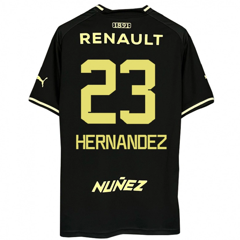 Danxenレディースアベル・エルナンデス#23ブラック イエローアウェイシャツ2025/26ジャージーユニフォーム