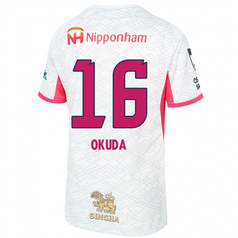 Danxenレディース奥田勇斗#16ホワイト サクラピンクアウェイシャツ2025/26ジャージーユニフォーム