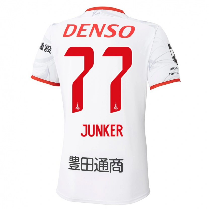 Danxenレディースキャスパー・ユンカー#77ホワイト レッドアウェイシャツ2025/26ジャージーユニフォーム