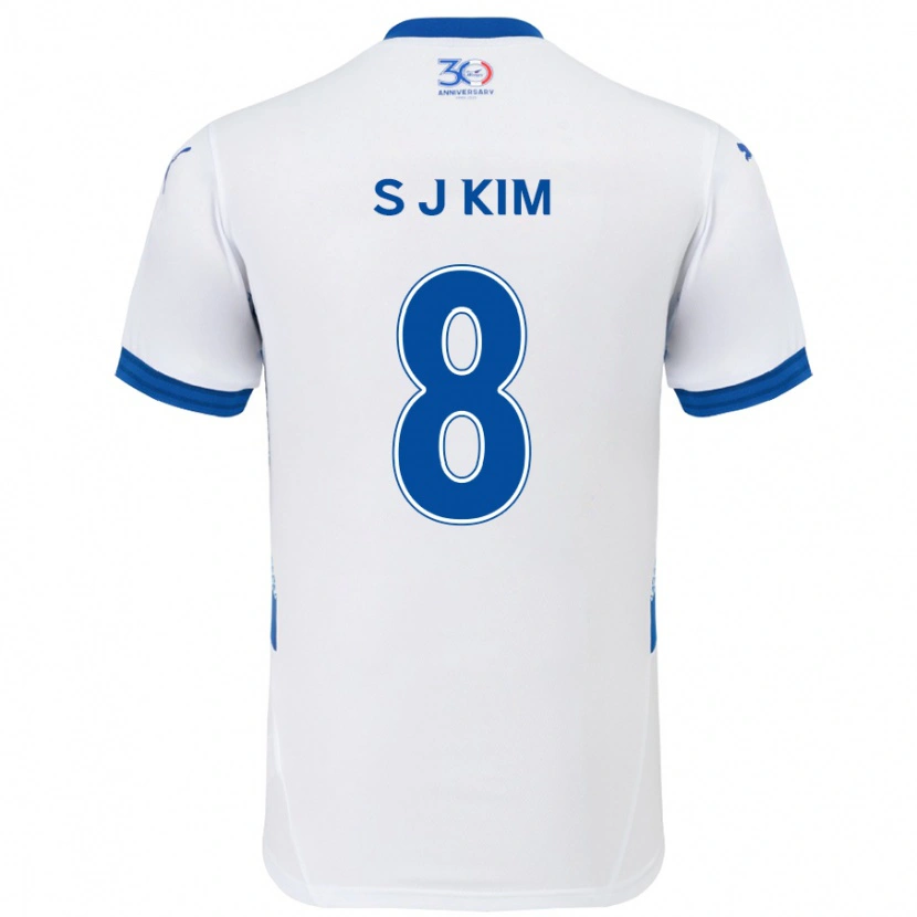 DanxenレディースJi-Sung Kim#8ホワイト ロイヤルブルーアウェイシャツ2025/26ジャージーユニフォーム