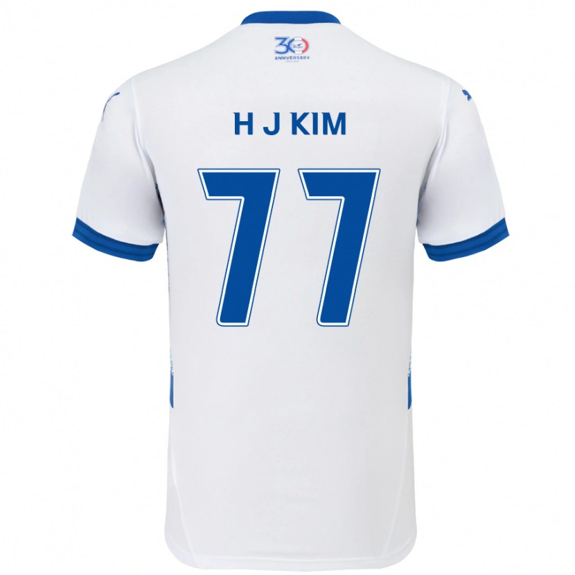 DanxenレディースJi-Hyun Kim#77ホワイト ロイヤルブルーアウェイシャツ2025/26ジャージーユニフォーム