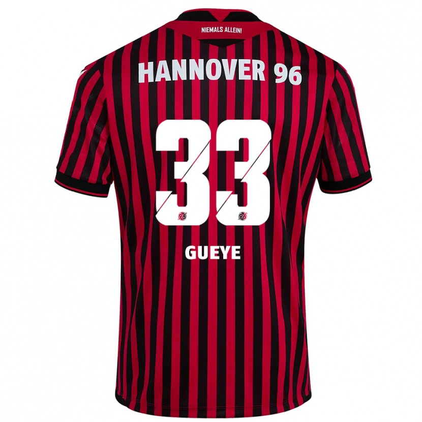 DanxenレディースAbdoulaye Gueye#33赤 黒ホームシャツ2025/26ジャージーユニフォーム