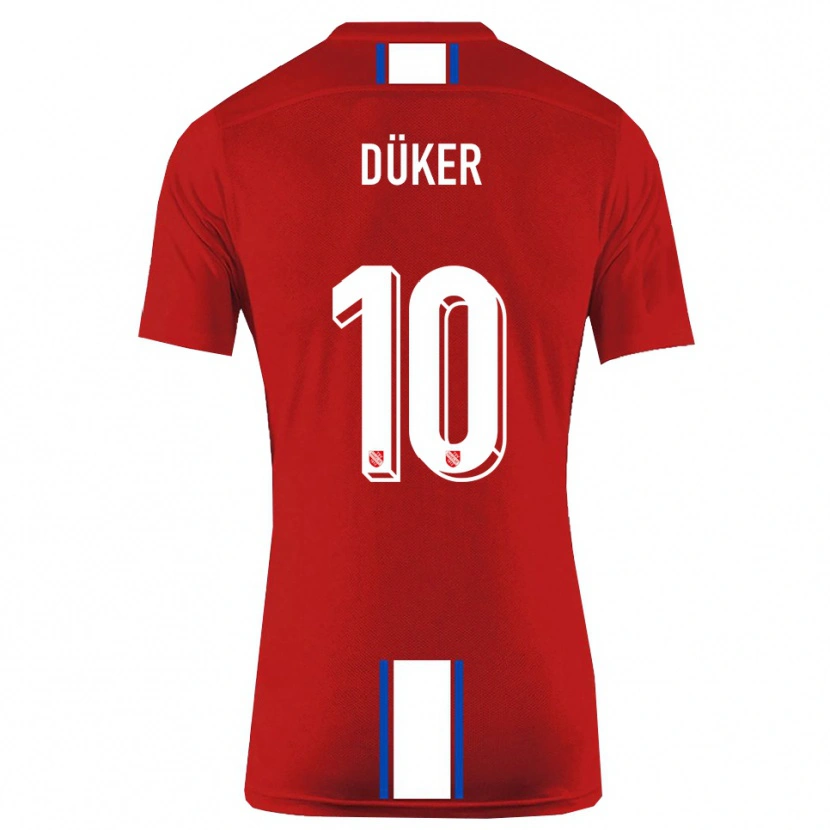 DanxenレディースJulius Düker#10赤 白ホームシャツ2025/26ジャージーユニフォーム